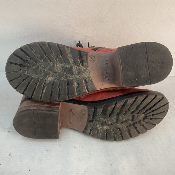 Dromedaris Kara Red Combat Boots Leather Size 8 Womens Pre-Owned - Picture 4 of 5